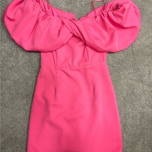 DO+BE Pink Puff Sleeve Bodycon Mini Dress